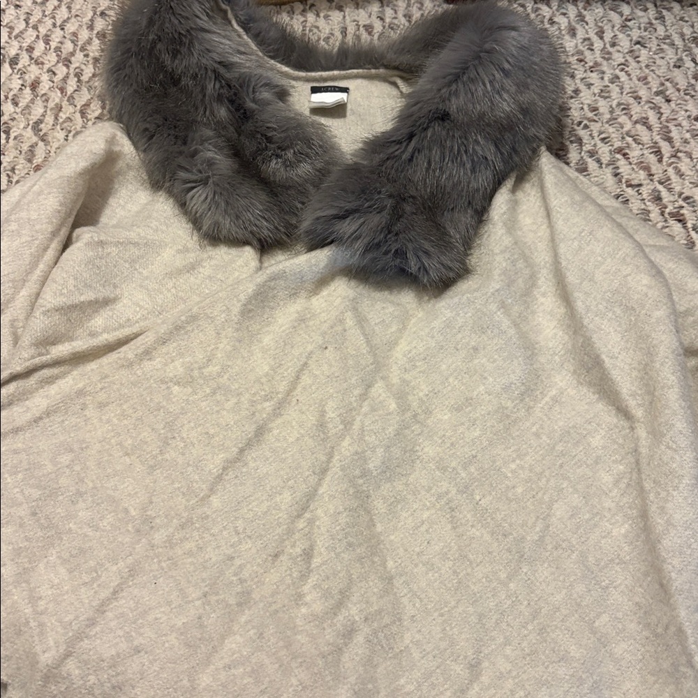 J.Crew Faux Fur Fringe Cape GORGEOUS